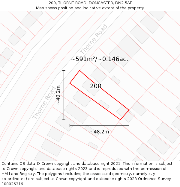 200, THORNE ROAD, DONCASTER, DN2 5AF: Plot and title map