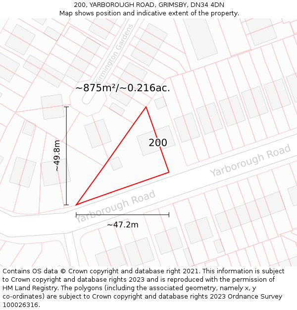 200, YARBOROUGH ROAD, GRIMSBY, DN34 4DN: Plot and title map