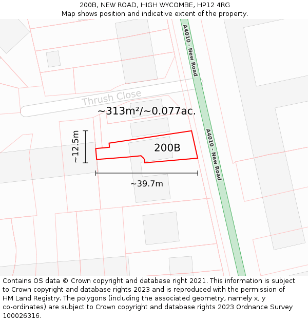 200B, NEW ROAD, HIGH WYCOMBE, HP12 4RG: Plot and title map