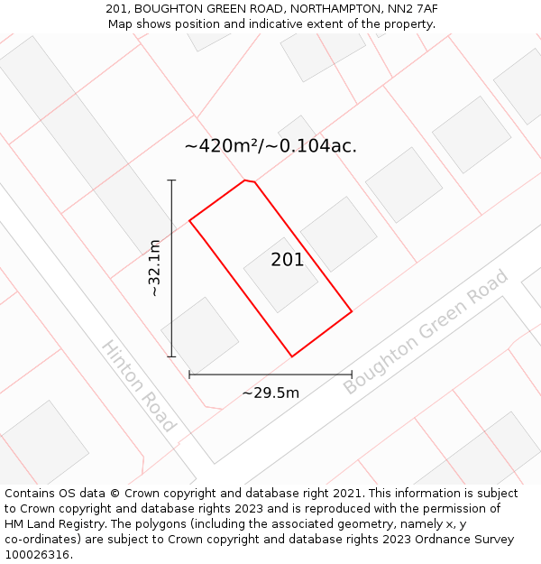 201, BOUGHTON GREEN ROAD, NORTHAMPTON, NN2 7AF: Plot and title map