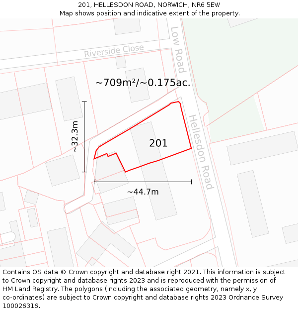 201, HELLESDON ROAD, NORWICH, NR6 5EW: Plot and title map