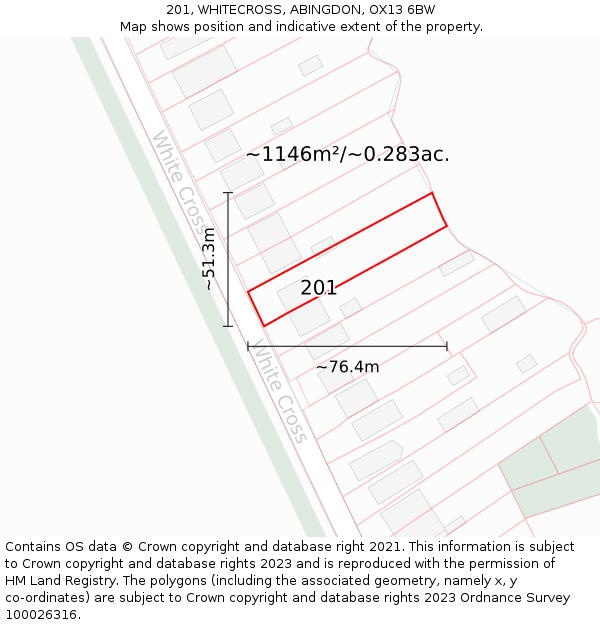 201, WHITECROSS, ABINGDON, OX13 6BW: Plot and title map