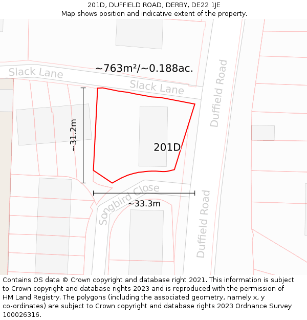201D, DUFFIELD ROAD, DERBY, DE22 1JE: Plot and title map
