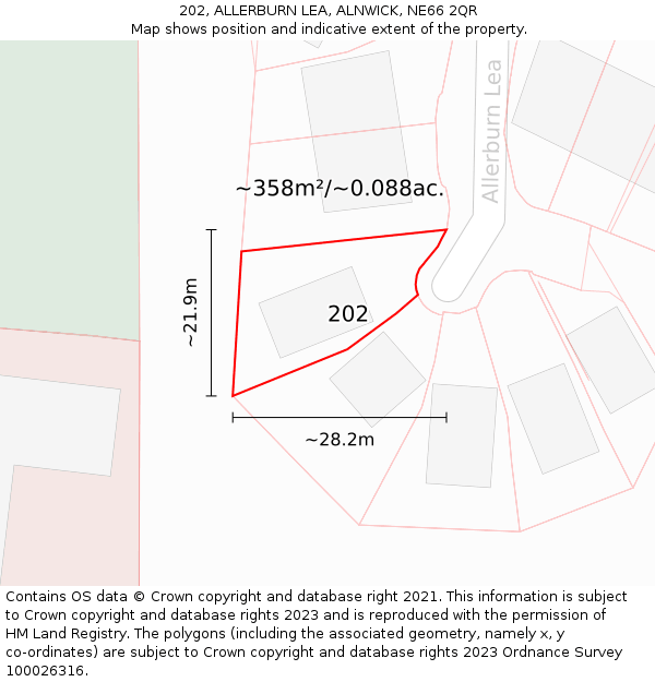 202, ALLERBURN LEA, ALNWICK, NE66 2QR: Plot and title map