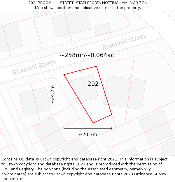 202, BROOKHILL STREET, STAPLEFORD, NOTTINGHAM, NG9 7GN: Plot and title map