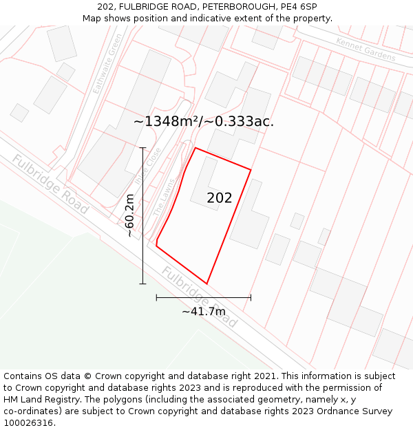 202, FULBRIDGE ROAD, PETERBOROUGH, PE4 6SP: Plot and title map