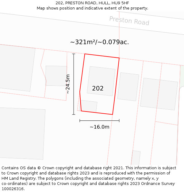 202, PRESTON ROAD, HULL, HU9 5HF: Plot and title map