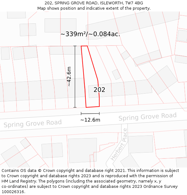 202, SPRING GROVE ROAD, ISLEWORTH, TW7 4BG: Plot and title map