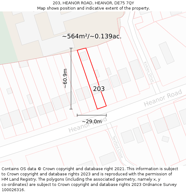 203, HEANOR ROAD, HEANOR, DE75 7QY: Plot and title map