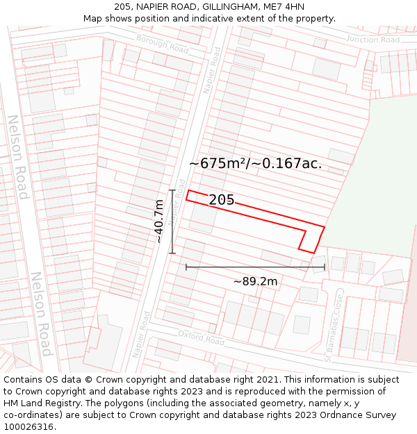 205, NAPIER ROAD, GILLINGHAM, ME7 4HN: Plot and title map