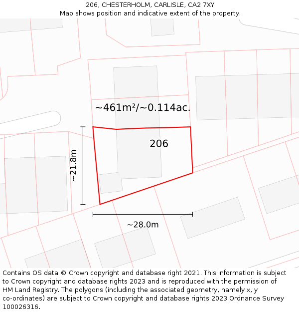 206, CHESTERHOLM, CARLISLE, CA2 7XY: Plot and title map