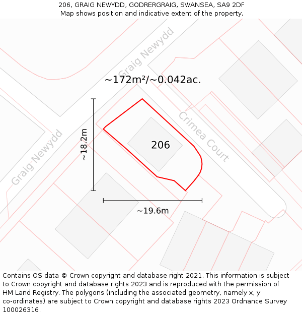 206, GRAIG NEWYDD, GODRERGRAIG, SWANSEA, SA9 2DF: Plot and title map