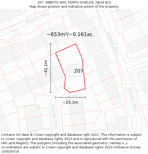 207, ABBOTS WAY, NORTH SHIELDS, NE29 8LS: Plot and title map