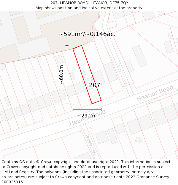 207, HEANOR ROAD, HEANOR, DE75 7QY: Plot and title map