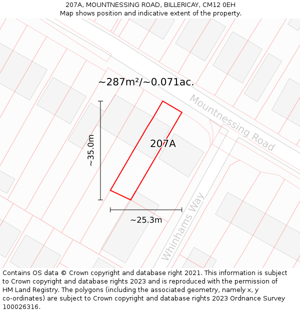 207A, MOUNTNESSING ROAD, BILLERICAY, CM12 0EH: Plot and title map