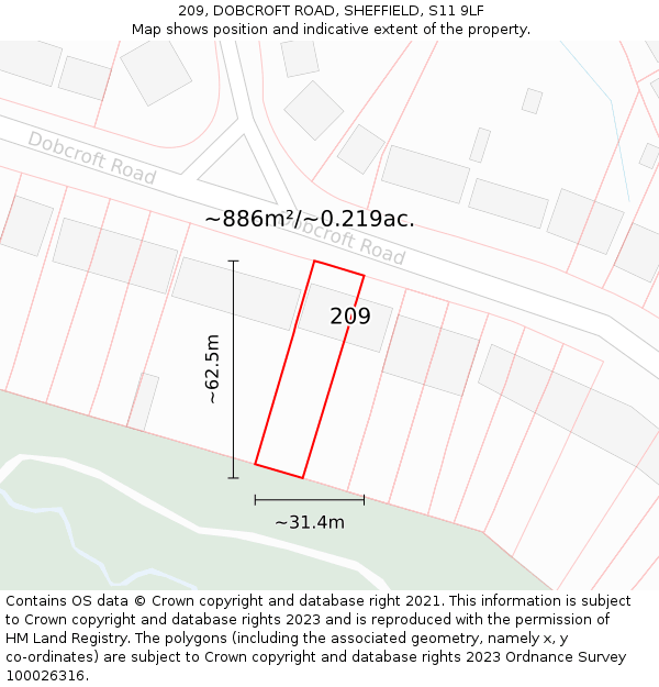 209, DOBCROFT ROAD, SHEFFIELD, S11 9LF: Plot and title map