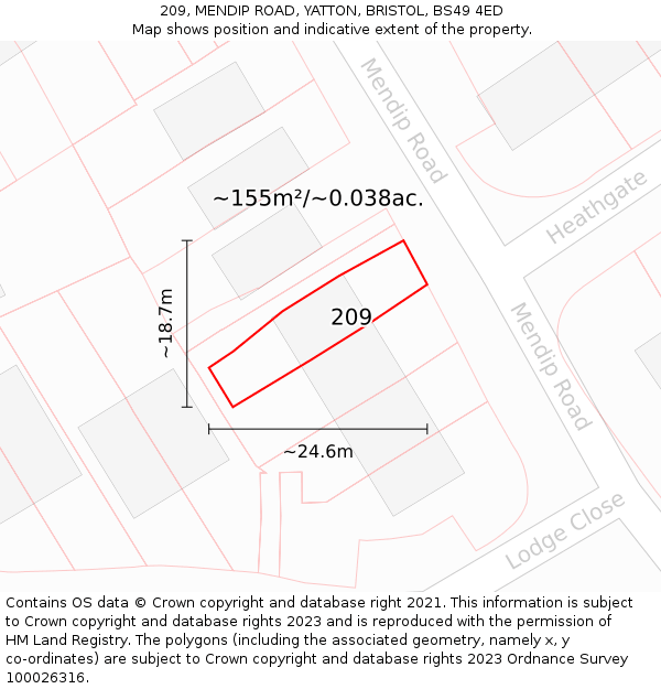 209, MENDIP ROAD, YATTON, BRISTOL, BS49 4ED: Plot and title map