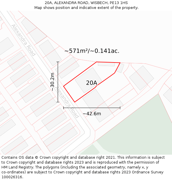 20A, ALEXANDRA ROAD, WISBECH, PE13 1HS: Plot and title map