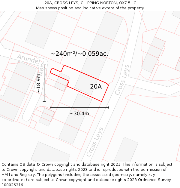 20A, CROSS LEYS, CHIPPING NORTON, OX7 5HG: Plot and title map