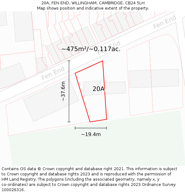 20A, FEN END, WILLINGHAM, CAMBRIDGE, CB24 5LH: Plot and title map