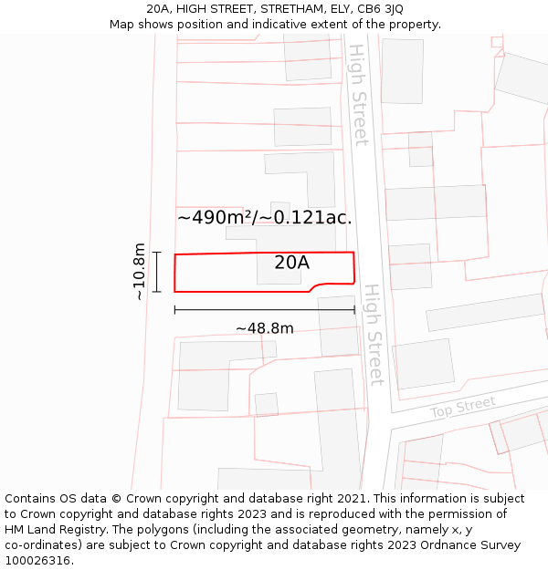 20A, HIGH STREET, STRETHAM, ELY, CB6 3JQ: Plot and title map