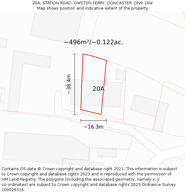 20A, STATION ROAD, OWSTON FERRY, DONCASTER, DN9 1AW: Plot and title map