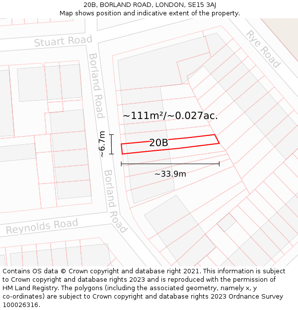 20B, BORLAND ROAD, LONDON, SE15 3AJ: Plot and title map