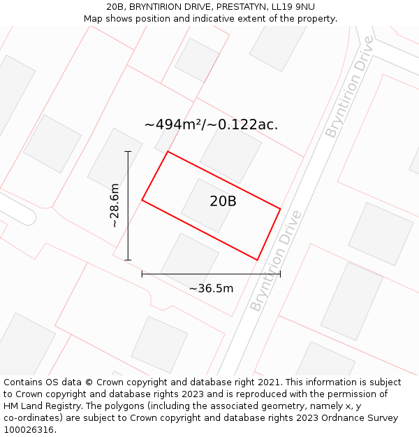20B, BRYNTIRION DRIVE, PRESTATYN, LL19 9NU: Plot and title map