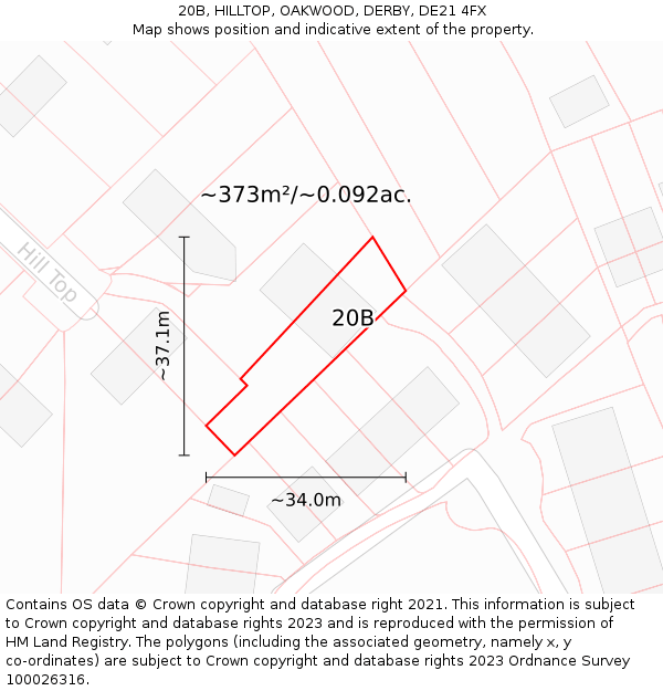 20B, HILLTOP, OAKWOOD, DERBY, DE21 4FX: Plot and title map