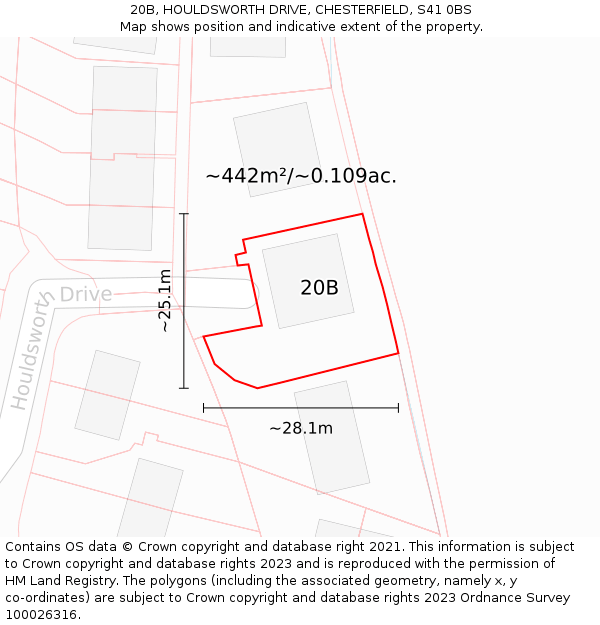 20B, HOULDSWORTH DRIVE, CHESTERFIELD, S41 0BS: Plot and title map