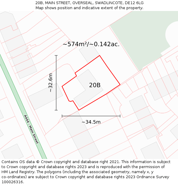 20B, MAIN STREET, OVERSEAL, SWADLINCOTE, DE12 6LG: Plot and title map