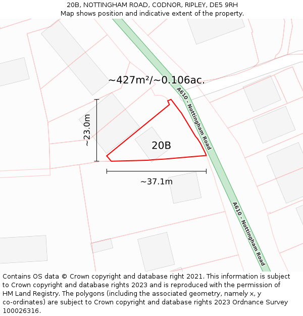 20B, NOTTINGHAM ROAD, CODNOR, RIPLEY, DE5 9RH: Plot and title map