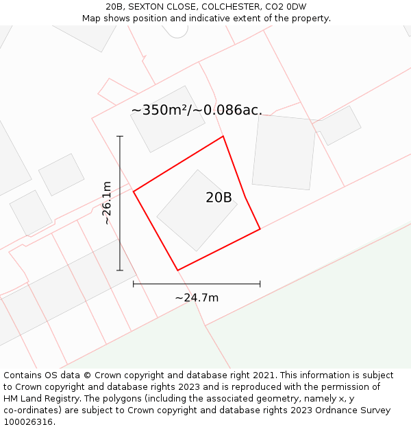 20B, SEXTON CLOSE, COLCHESTER, CO2 0DW: Plot and title map