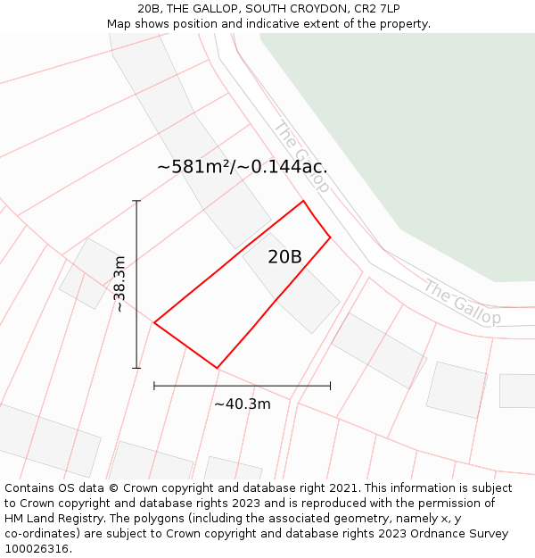 20B, THE GALLOP, SOUTH CROYDON, CR2 7LP: Plot and title map