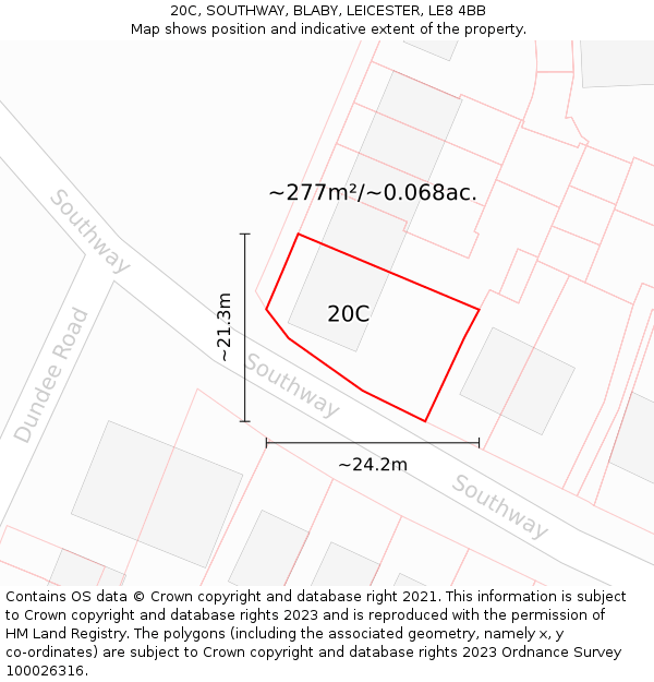 20C, SOUTHWAY, BLABY, LEICESTER, LE8 4BB: Plot and title map