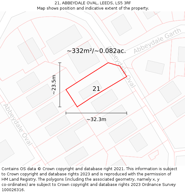 21, ABBEYDALE OVAL, LEEDS, LS5 3RF: Plot and title map