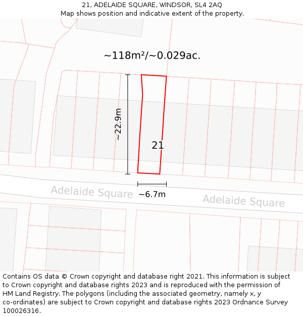 21, ADELAIDE SQUARE, WINDSOR, SL4 2AQ: Plot and title map