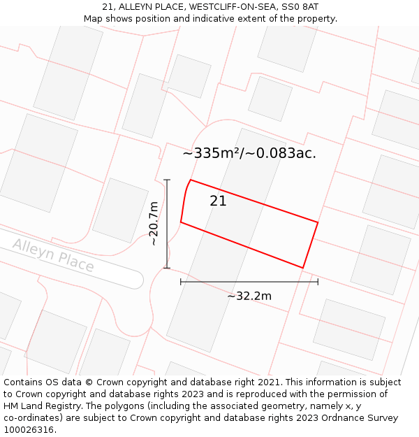 21, ALLEYN PLACE, WESTCLIFF-ON-SEA, SS0 8AT: Plot and title map