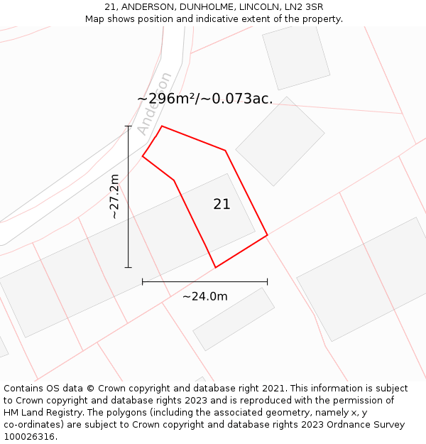 21, ANDERSON, DUNHOLME, LINCOLN, LN2 3SR: Plot and title map