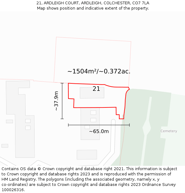 21, ARDLEIGH COURT, ARDLEIGH, COLCHESTER, CO7 7LA: Plot and title map
