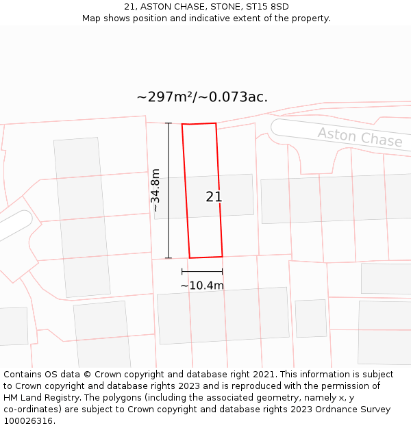 21, ASTON CHASE, STONE, ST15 8SD: Plot and title map