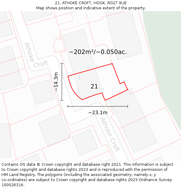 21, ATHOKE CROFT, HOOK, RG27 9UE: Plot and title map