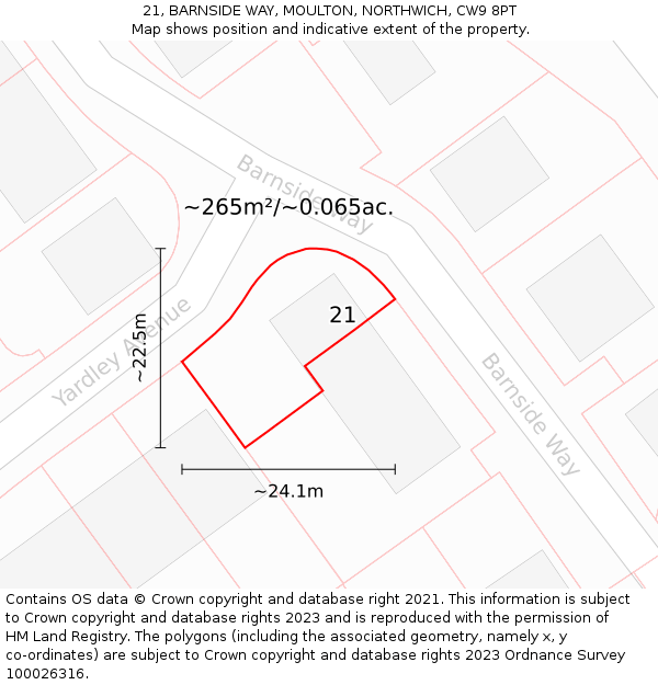21, BARNSIDE WAY, MOULTON, NORTHWICH, CW9 8PT: Plot and title map
