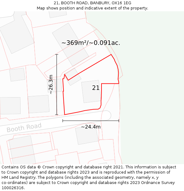 21, BOOTH ROAD, BANBURY, OX16 1EG: Plot and title map