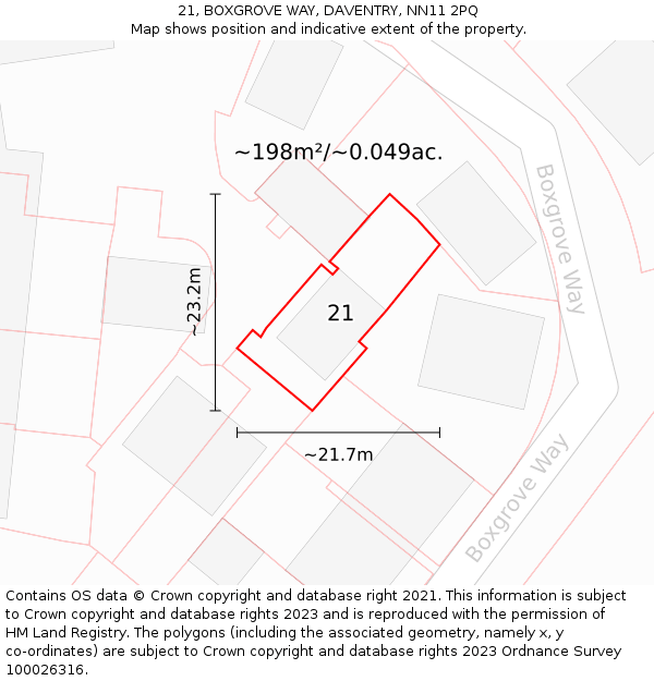 21, BOXGROVE WAY, DAVENTRY, NN11 2PQ: Plot and title map