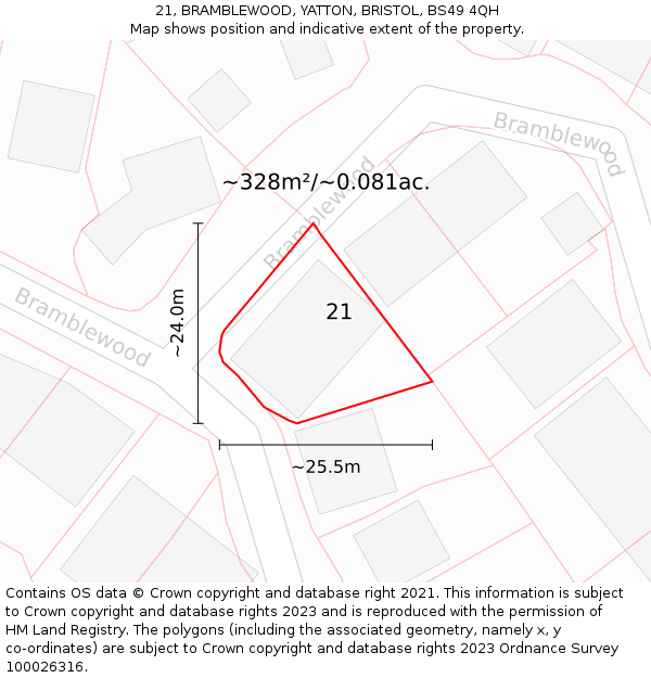 21, BRAMBLEWOOD, YATTON, BRISTOL, BS49 4QH: Plot and title map