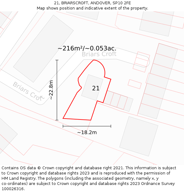 21, BRIARSCROFT, ANDOVER, SP10 2FE: Plot and title map