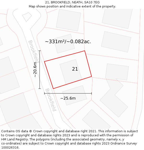 21, BROOKFIELD, NEATH, SA10 7EG: Plot and title map