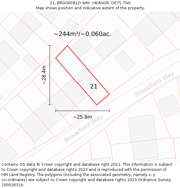 21, BROOKFIELD WAY, HEANOR, DE75 7NX: Plot and title map