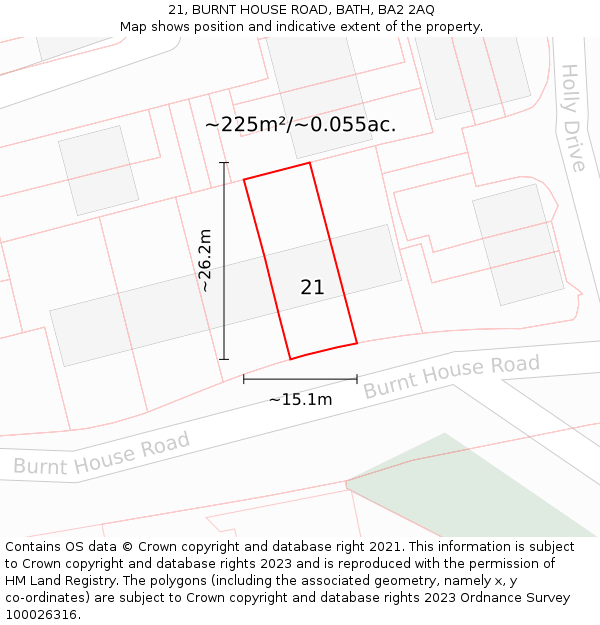 21, BURNT HOUSE ROAD, BATH, BA2 2AQ: Plot and title map